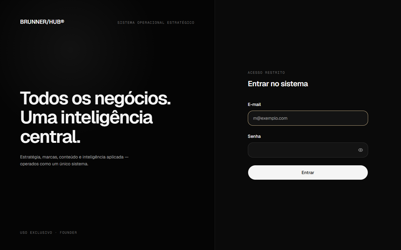 BRUNNER/HUB® — tela pública de login